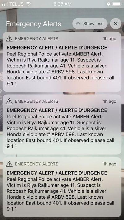 Amber alerts were sent out late Thursday night and early Friday morning for 11-year-old Riya Rajkumar.
