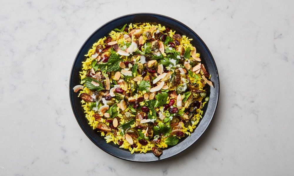 Turmeric Rice Salad with Roasted Brussels Sprouts Recipe