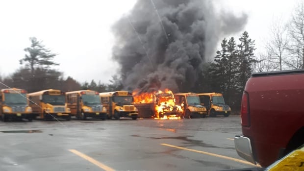 School buses go up in flames at N.S. gas station