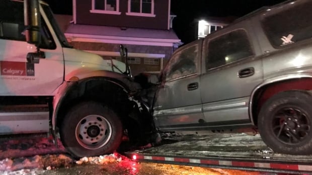 ‘Miraculous’ close call sees sanding truck smash into cars minutes after family got out