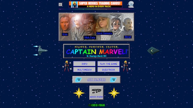 Le site de Captain Marvel est un voyage dans le web des années 1990