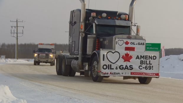 Indigenous-led truck convoy rolls through northern Alberta to support pro-pipeline movement